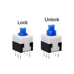 10Pcs Tact Tactile Mini On Off Self-Locking Switch Push Button Momentary Latching DIP 6 Pin with Cap(7.0x7.0mm,Green Cap,Locking)