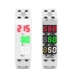 Din Rail 3in1 Single Phase Ampere Voltage Frequency Meter Ac 0-99Hz 100A Voltmeter Indicator LED Digital Display 110V 230V(Transparent)