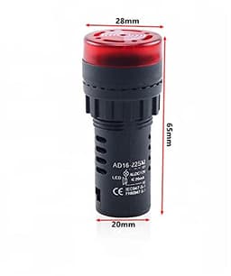 GUMMMY 1PCS AD16-22SM Intermittent Sound,Buzzer Alarm,22MM 12V 24V 110V,220V red Green Yellow. (Color : Red, Size : 220V)
