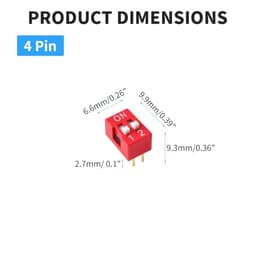 20 PCS 2 Pin 1 Positions DIP Switch, 2.54mm Pitch, Red