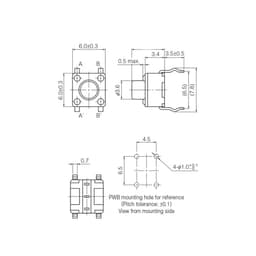 10Pcs DIP 4pin 6x6x4.3/5/6/7/8/9/10 Mm Tactile Push Button Switches Height: 4.3 5~12MM 4P(6x6x6mm)