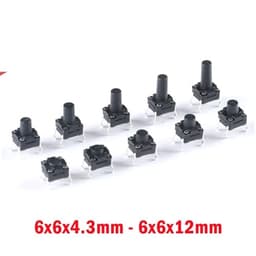 10Pcs DIP 4pin 6x6x4.3/5/6/7/8/9/10 Mm Tactile Push Button Switches Height: 4.3 5~12MM 4P(6x6x6mm)