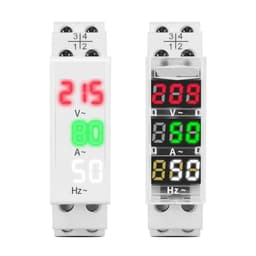 Din Rail 3in1 Single Phase Ampere Voltage Frequency Meter Ac 0-99Hz 100A Voltmeter Indicator LED Digital Display 110V 230V(Transparent)