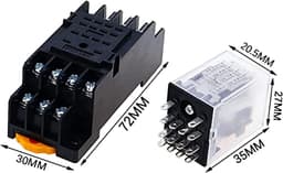 Relay HH54P MY4NJ Plug-in Relay PYF14A DC/AC 12v 24v 36v 48v 110v 220v DC/AC 5A Silver Contact 14pins 4PDT rele Socket(Dc,12V)