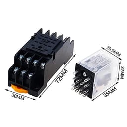Relay HH54P MY4NJ Plug-in Relay PYF14A DC/AC 12v 24v 36v 48v 110v 220v DC/AC 5A Silver Contact 14pins 4PDT rele Socket(Dc,24V)