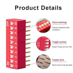 40pcs Double Row Dip Switch Kit, Slide Type Dip Switch 1 2 3 4 5 6 8 10 Position 2.54mm PCB Mountable On Off Toggle Button for Circuit,Breadboard