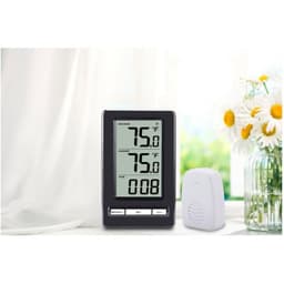 ABS Indoor Outdoor Temperature Humidity Meter Large-Screen Digital Display Electronic Time