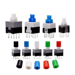 10Pcs Tact Tactile Mini On Off Self-Locking Switch Push Button Momentary Latching DIP 6 Pin with Cap(7.0x7.0mm,Green Cap,Locking)
