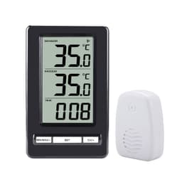 ABS Indoor Outdoor Temperature Humidity Meter Large-Screen Digital Display Electronic Time