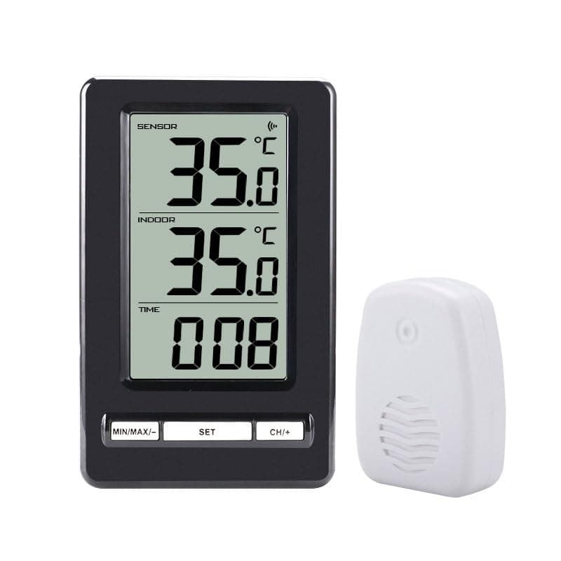 ABS Indoor Outdoor Temperature Humidity Meter Large-Screen Digital Display Electronic Time