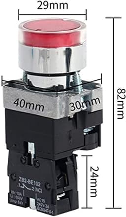 GUMMMY 22mm Momentary XB2-BW3361 Round Push Button Switch with LED/Neon Light 1NO 24V/AC220V/AC380V (Color : Nc, Size : 380V)