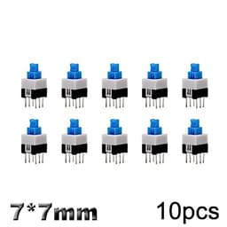 10Pcs Tact Tactile Mini On Off Self-Locking Switch Push Button Momentary Latching DIP 6 Pin with Cap(7.0x7.0mm,Green Cap,Locking)