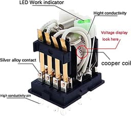 Relay HH54P MY4NJ Plug-in Relay PYF14A DC/AC 12v 24v 36v 48v 110v 220v DC/AC 5A Silver Contact 14pins 4PDT rele Socket(Dc,12V)