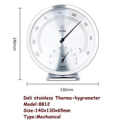 Stainless Machanical Thermo-Hygrometer Mechanical Induction Element no Need Battery Temperature and Humidity Meter