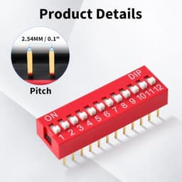 20 PCS 2 Pin 1 Positions DIP Switch, 2.54mm Pitch, Red