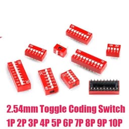 5Pcs 2.54mm Red Flat Dial Toggle Coding Switch Touch ON/Off DIP DS 1-10P DS-4P DS-08P DS-10P DS-6P DS-2P(7P)