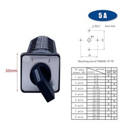 YMW26-5/8 Manual Changeover Switch 2 Position ON-ON 8 Poles 5A 690V