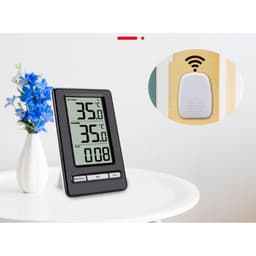ABS Indoor Outdoor Temperature Humidity Meter Large-Screen Digital Display Electronic Time