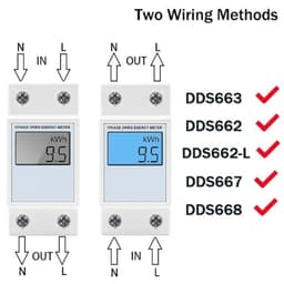 Single Phase LCD Digital Energy Meter Reset Zero kWh Voltage Current Power Consumption Counter Electric Wattmeter 230V Din Rail(DDS662-L,AC230V 50Hz)