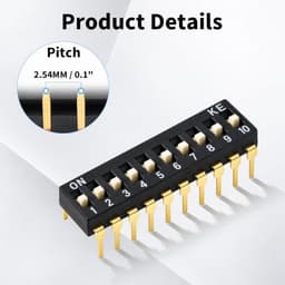 20 PCS 4 Pin 2 Positions DIP Switch, 2.54mm Pitch, Black