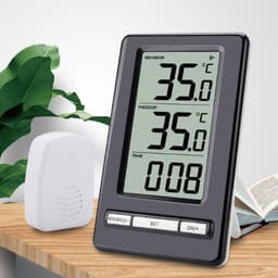 ABS Indoor Outdoor Temperature Humidity Meter Large-Screen Digital Display Electronic Time