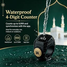 Electronic Finger Counter,20mm (10) Smart Tasbih Counter APP Support Digital Counter Prayer Reminder Rings, Waterproof 4 Digit Digital Handheld Tally
