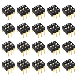 20 PCS 4 Pin 2 Positions DIP Switch, 2.54mm Pitch, Black