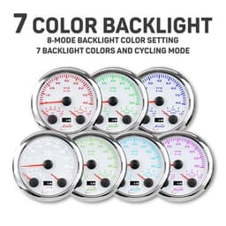 RACETECH 85mm 3in1 White Tachometer with Chrome Gauge Cup - Bundle