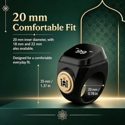 Electronic Finger Counter,20mm (10) Smart Tasbih Counter APP Support Digital Counter Prayer Reminder Rings, Waterproof 4 Digit Digital Handheld Tally