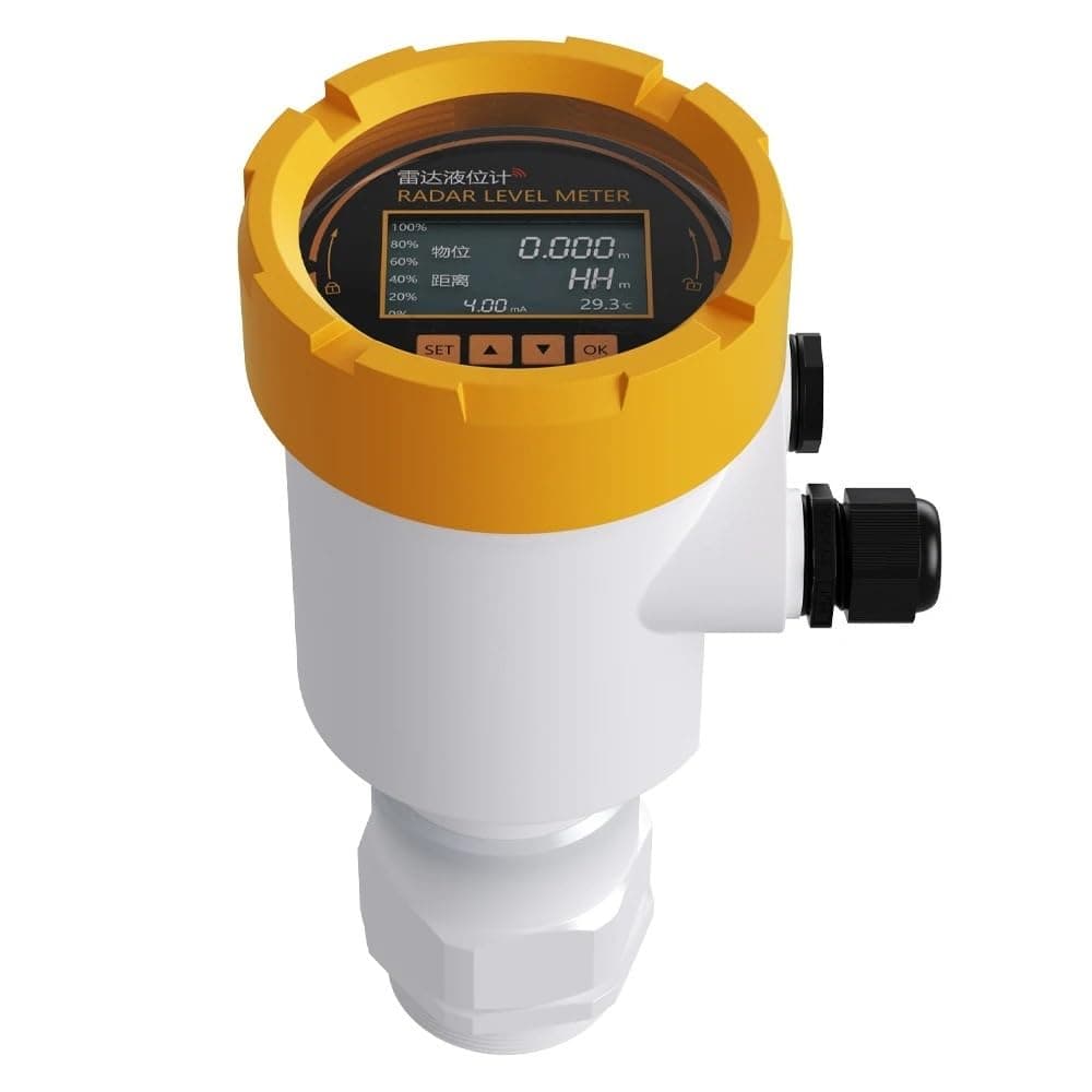 Level Gauge 4-20mA LCD Radar Level Gauge RS485 0-20m Water Level Sensor DC 24V Liquid Level Transmitter(0-5m RS485 Output)