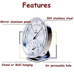Stainless Machanical Thermo-Hygrometer Mechanical Induction Element no Need Battery Temperature and Humidity Meter