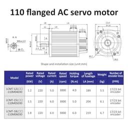 Servo Motor Servo Motor 1.2KW 1.5KW 1.8KW servo Driver kit 110ST 4Nm 5Nm 6Nm 3000rpm 220v ac Motor(1.2KW 17bit)