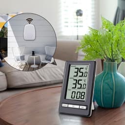 ABS Indoor Outdoor Temperature Humidity Meter Large-Screen Digital Display Electronic Time