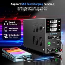 DC Power Supply Variable, 0-30V 0-10A Adjustable Switching DC Regulated Bench Power Supply with Encoder Knob, Output On/Off Switch, 4-Digit LED