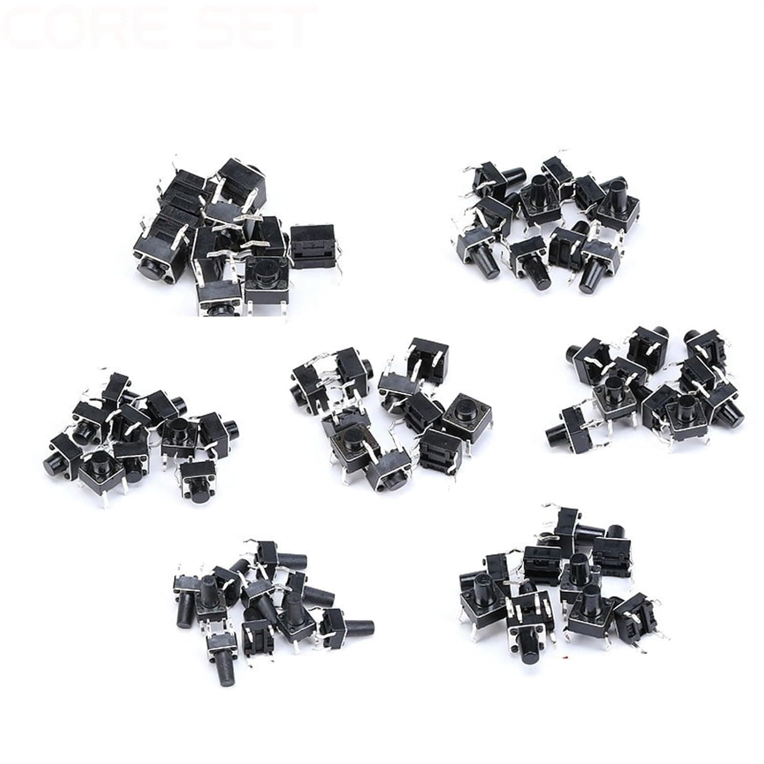 70Pcs Middle 4pin 6X6x4.3/5/6/7/8/9/10mm Switch Tactile Push Button Switches DIP 4P Micro