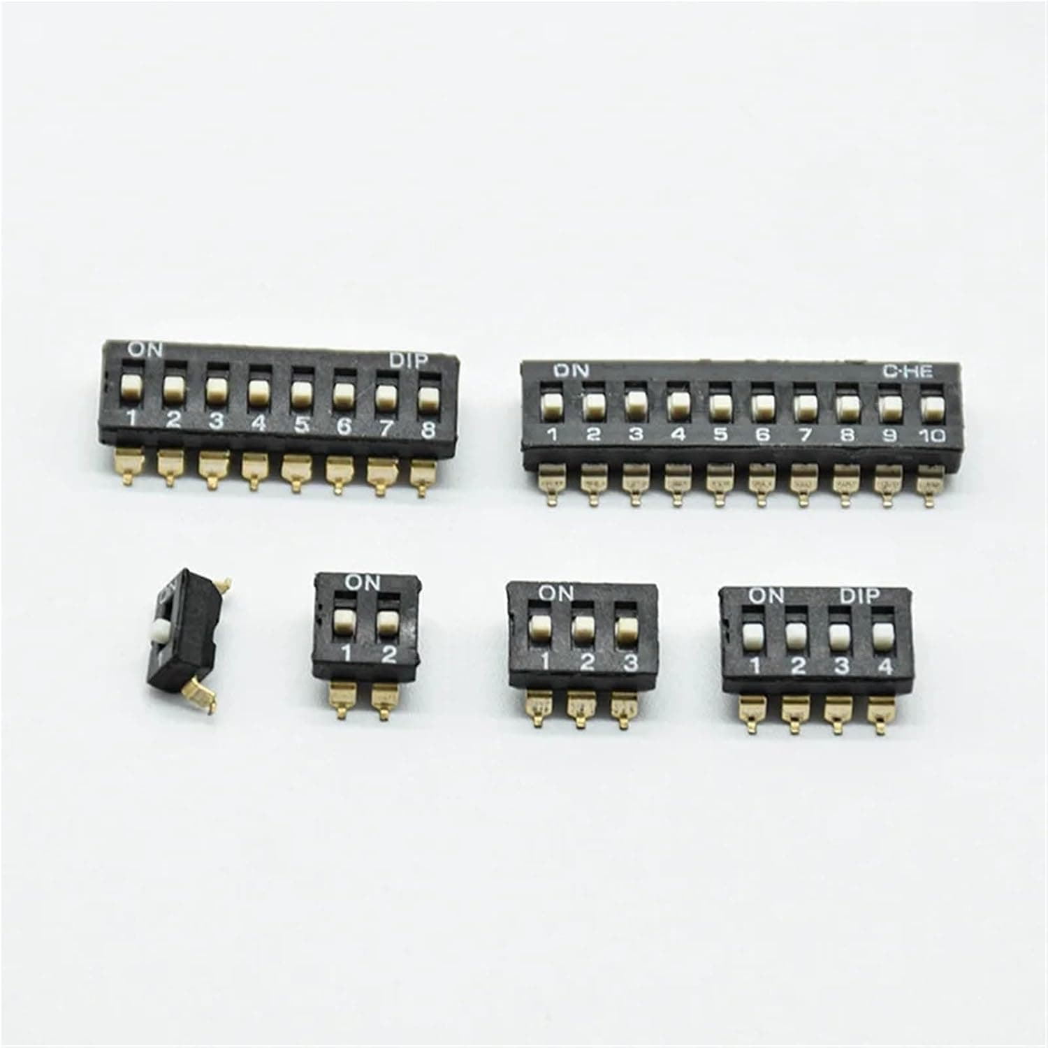 Black 2.54mm DIP Switch KM-2P/3P/4P 5P 6P/8P Gold-Plated Feet SMD 5Pcs(2P 5pcs)