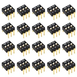 20 PCS 4 Pin 2 Positions DIP Switch, 2.54mm Pitch, Black